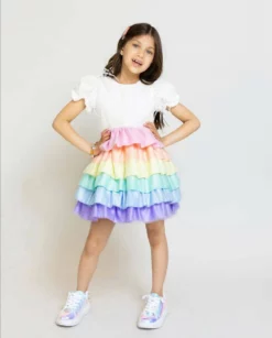 Lola + The Boys New Arrivals Satin Rainbow Dream Dress