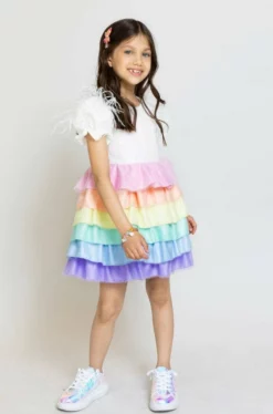 Lola + The Boys New Arrivals Satin Rainbow Dream Dress