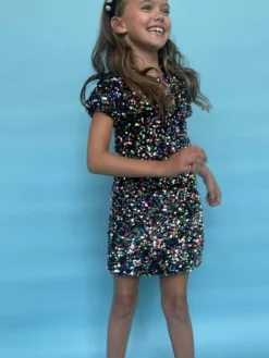 Lola + The Boys Girls Shimmer Stardust Sequin Dress