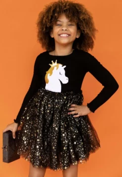 Lola + The Boys Sleepy Unicorn Stardust Tutu Dress Girls