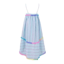 Lola + The Boys Girls St. Barths Blue Rainbow High Low Dress