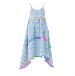 Lola + The Boys Girls St. Barths Blue Rainbow High Low Dress