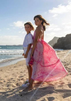 Lola + The Boys St. Barths Tie Dye Pom Pom Dress