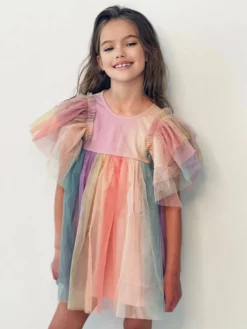 Lola + The Boys Sunset Rainbow Tulle Dress Girls