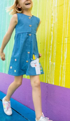 Lola + The Boys Unicorn Stars Denim Dress New Arrivals