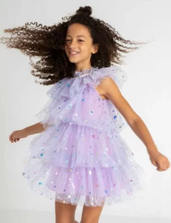 Lola + The Boys Foil Hearts Tulle Dress New Arrivals