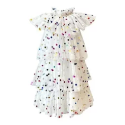 Lola + The Boys Foil Polka Dot Tulle Dress