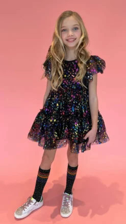 Lola + The Boys Shining Rainbow Star Tulle Dress