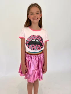 Lola + The Boys New Arrivals Electric Lips Ringer T-shirt