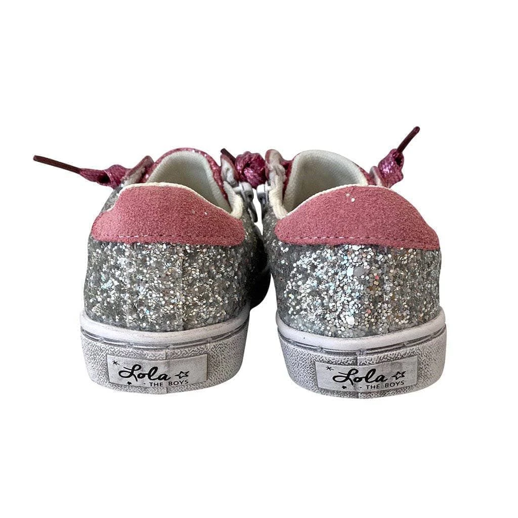 Lola + The Boys Girls Glitter Pink Star Sneakers 8 Lola + The Boys Girls Glitter Pink Star Sneakers