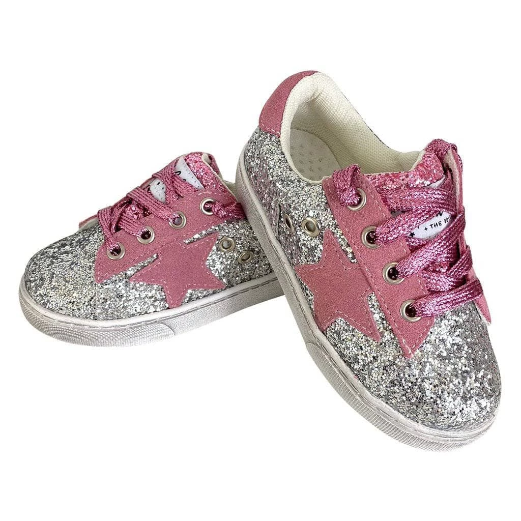 Lola + The Boys Girls Glitter Pink Star Sneakers 4 Lola + The Boys Girls Glitter Pink Star Sneakers