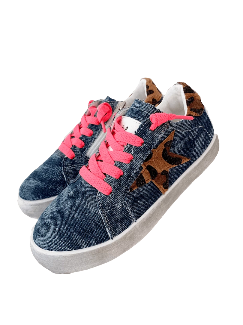 Lola + The Boys Neon Denim Star Sneaker 3 Lola + The Boys Neon Denim Star Sneaker