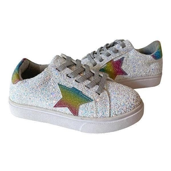 Lola + The Boys Girls Rainbow Star Glitter Sneaker 6 Lola + The Boys Girls Rainbow Star Glitter Sneaker