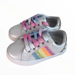 Lola + The Boys Girls Rainbow Striped Sneakers