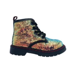 Lola + The Boys Girls Sequin Combat Boots