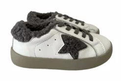 Lola + The Boys New Arrivals Sherpa Grey Star Sneakers