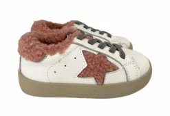 Lola + The Boys New Arrivals Sherpa Pink Star Sneakers