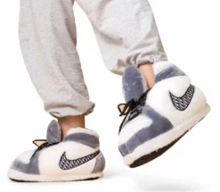 Lola + The Boys White And Grey Athletic Slippers