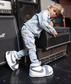 Lola + The Boys White And Grey Athletic Slippers