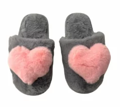 Lola + The Boys Fuzzy Heart Slippers New Arrivals