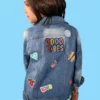 Lola + The Boys New Arrivals Good Vibes Plastic Patches Denim Jacket