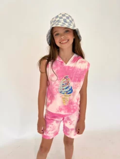 Lola + The Boys Ice Cream Tie Dye Hoodie Shorts Set New Arrivals