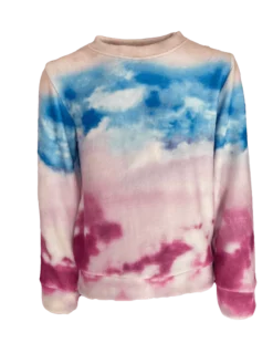 Lola + The Boys Girls Watercolor Sky Fuzzy Sweatshirt