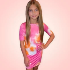 Lola + The Boys Sherbet Tie Dye Dress Girls