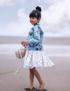 Lola + The Boys Girls All About The Patch Crop Denim Jacket