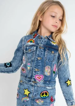 Lola + The Boys Girls All About The Patch Crop Denim Jacket