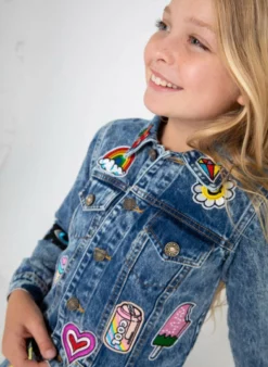 Lola + The Boys Girls All About The Patch Crop Denim Jacket
