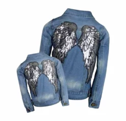 Lola & The Boys Girls Angel Wings Denim Jacket