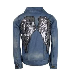 Lola & The Boys Girls Angel Wings Denim Jacket