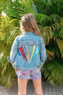 Lola & The Boys Beaded Dreamer Denim Jacket Girls