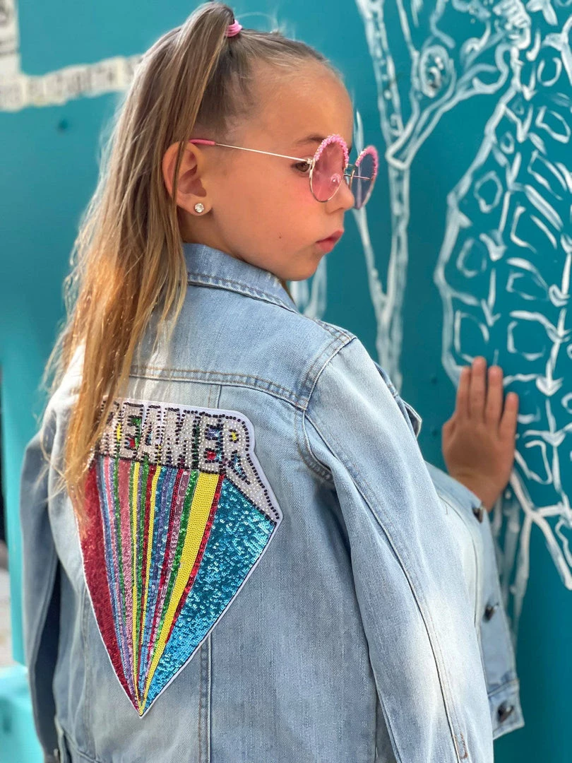 Lola & The Boys Beaded Dreamer Denim Jacket Girls 3 Lola & The Boys Beaded Dreamer Denim Jacket Girls