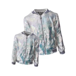 Lola + The Boys Girls Iridescent Star Sequin Bomber
