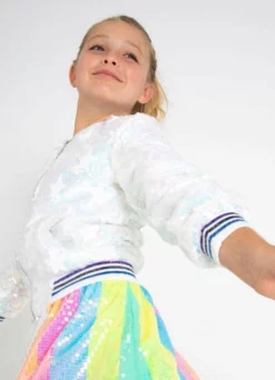 Lola + The Boys Girls Iridescent Star Sequin Bomber