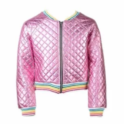 Lola + The Boys Bubble Gum Rainbow Quilted Bomber Girls