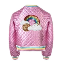 Lola + The Boys Bubble Gum Rainbow Quilted Bomber Girls