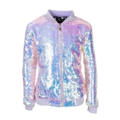 Lola + The Boys Girls Cotton Candy Sequin Bomber