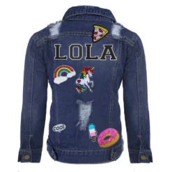 Lola & The Boys Girls Customizable Patch Denim Jacket