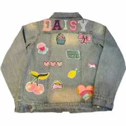Lola & The Boys Girls Customizable Patch Denim Jacket