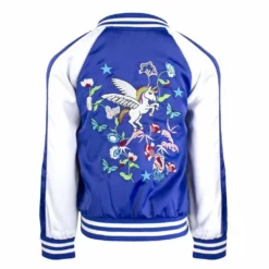 Lola + The Boys Girls Unicorn Satin Bomber