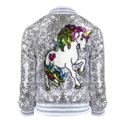 Lola & The Boys Girls Unicorn Sequin Bomber