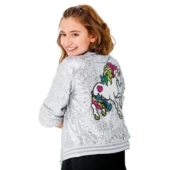 Lola & The Boys Girls Unicorn Sequin Bomber