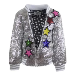 Lola & The Boys Girls Unicorn Sequin Bomber