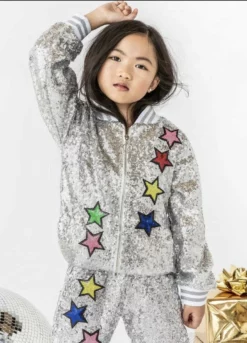 Lola & The Boys Girls Unicorn Sequin Bomber