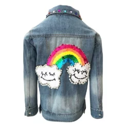 Lola + The Boys Happy Rainbow Gems Denim Jacket