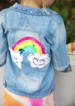 Lola + The Boys Happy Rainbow Gems Denim Jacket