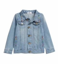 Lola + The Boys Happy Rainbow Gems Denim Jacket
